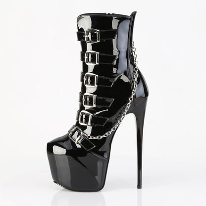 Pleaser JUBILANT-1015 Black Platform Ankle Boots - 7 Inch Heels