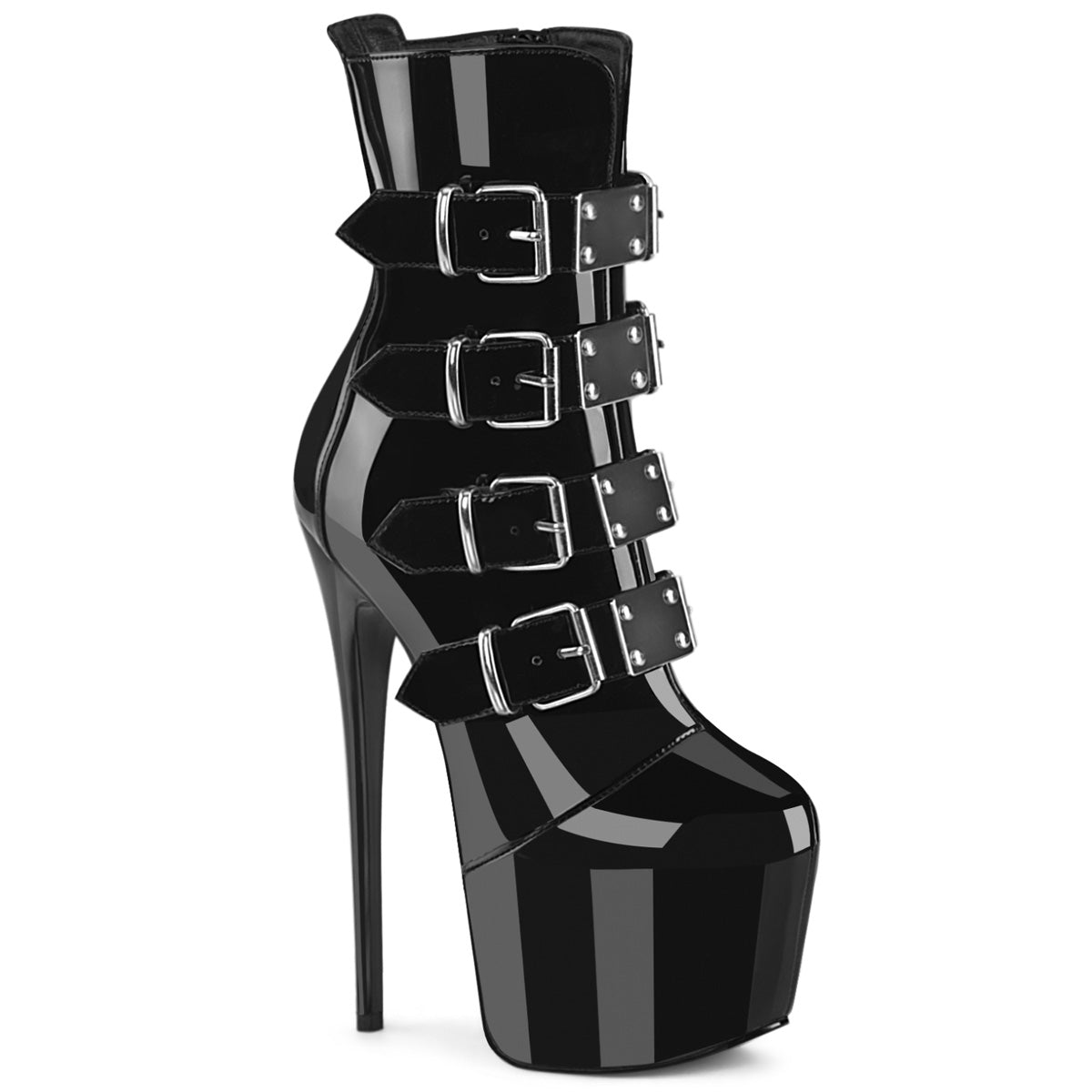 JUBILANT-1023 Pleaser Black 7 Inch Fetish Pole Ankle Boots