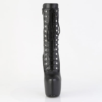 JUBILANT-1048 Pleaser Black Faux Leather 7 Inch Exotic Dancing Ankle Boots