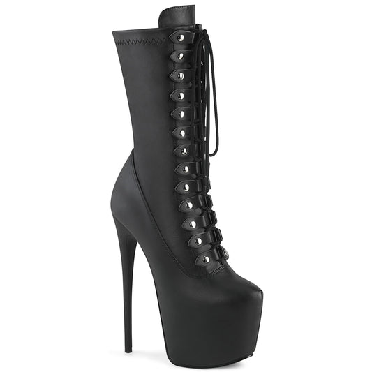 Pleaser JUBILANT-1048 Black Lace-Up Platform Mid Calf Boots - 7 Inch Heels