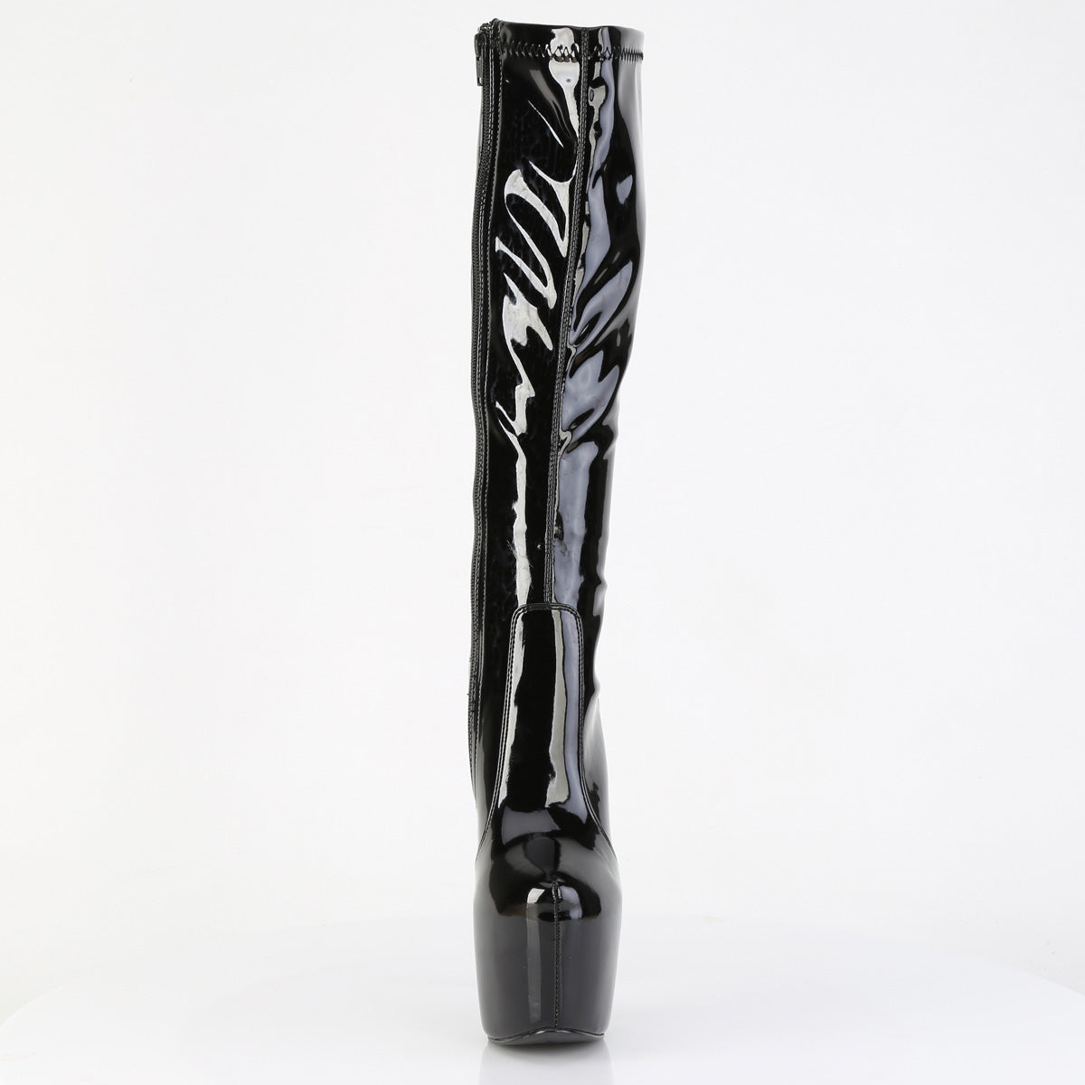 Pleaser JUBILANT-2000 Black Platform Knee High Boots - 7 Inch Heels