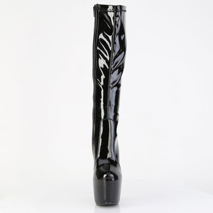 Pleaser JUBILANT-2000 Black Platform Knee High Boots - 7 Inch Heels