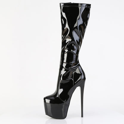 Pleaser JUBILANT-2000 Black Platform Knee High Boots - 7 Inch Heels