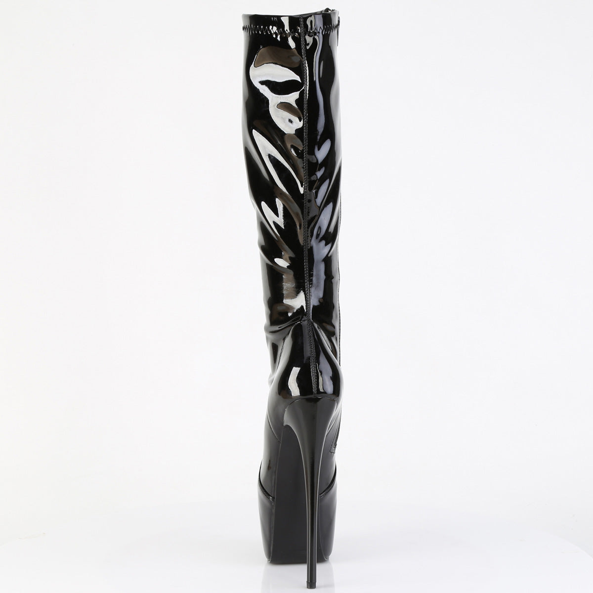 Pleaser JUBILANT-2000 Black Platform Knee High Boots - 7 Inch Heels