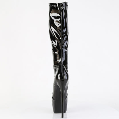 Pleaser JUBILANT-2000 Black Platform Knee High Boots - 7 Inch Heels