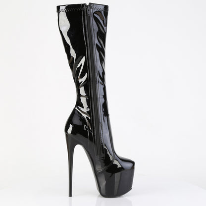 Pleaser JUBILANT-2000 Black Platform Knee High Boots - 7 Inch Heels