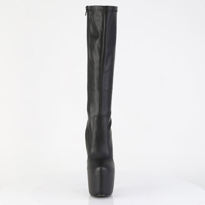 Pleaser JUBILANT-2000 Black Platform Knee High Boots - 7 Inch Heels