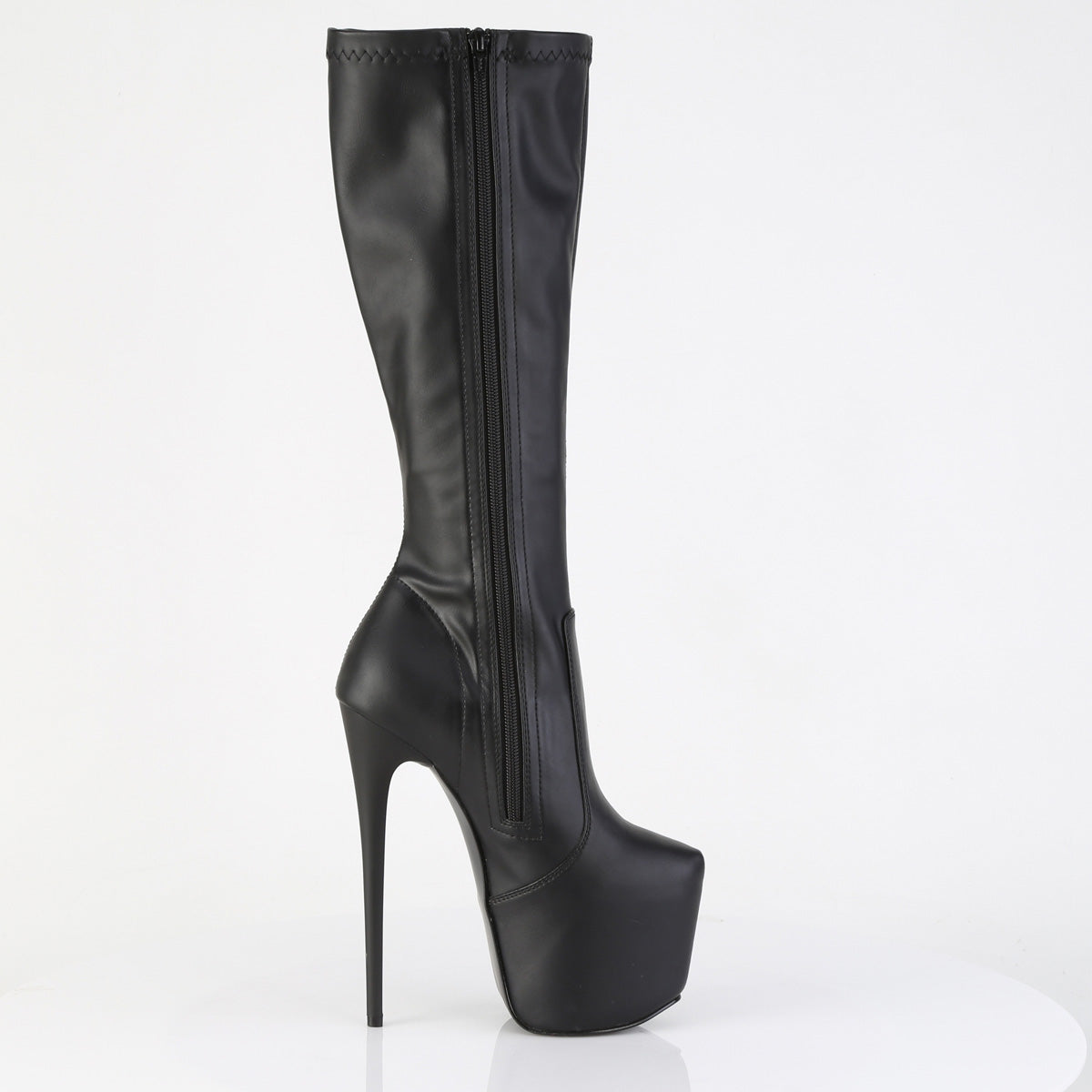 Pleaser JUBILANT-2000 Black Platform Knee High Boots - 7 Inch Heels