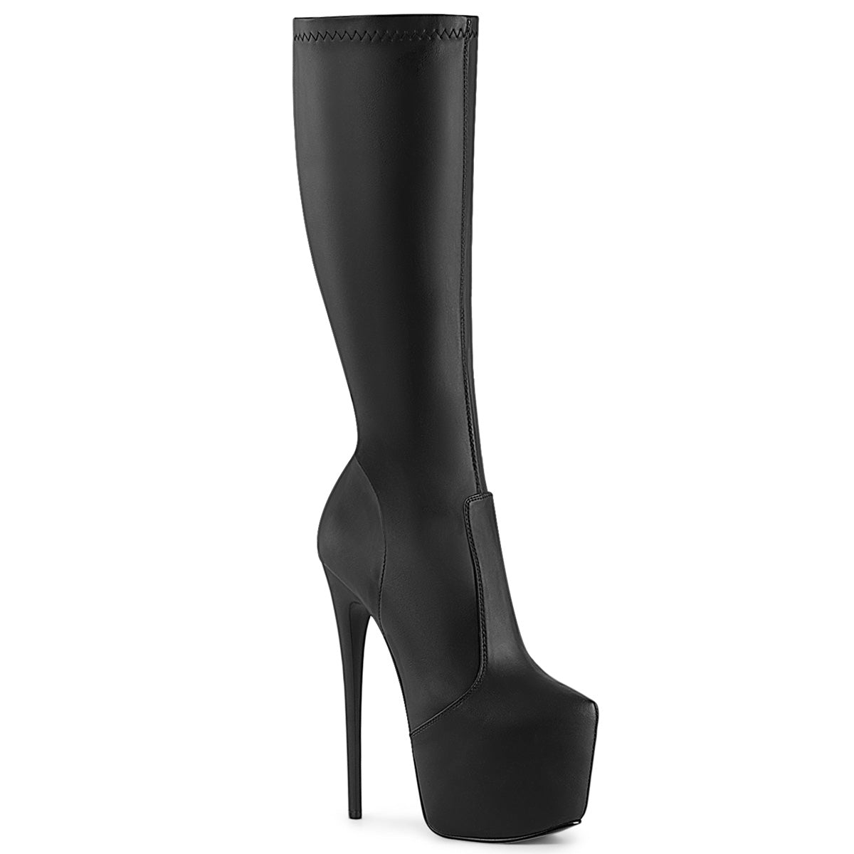 Pleaser JUBILANT-2000 Black Platform Knee High Boots - 7 Inch Heels