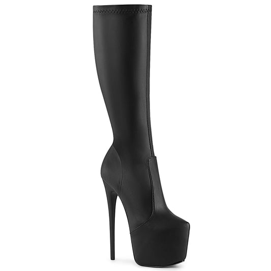 Pleaser JUBILANT-2000 Black Platform Knee High Boots - 7 Inch Heels