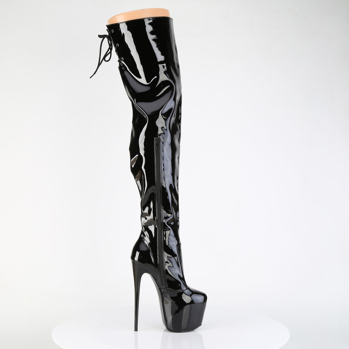 JUBILANT-3007 Pleaser Black Patent 7 Inch Sexy Platform Thigh Boots