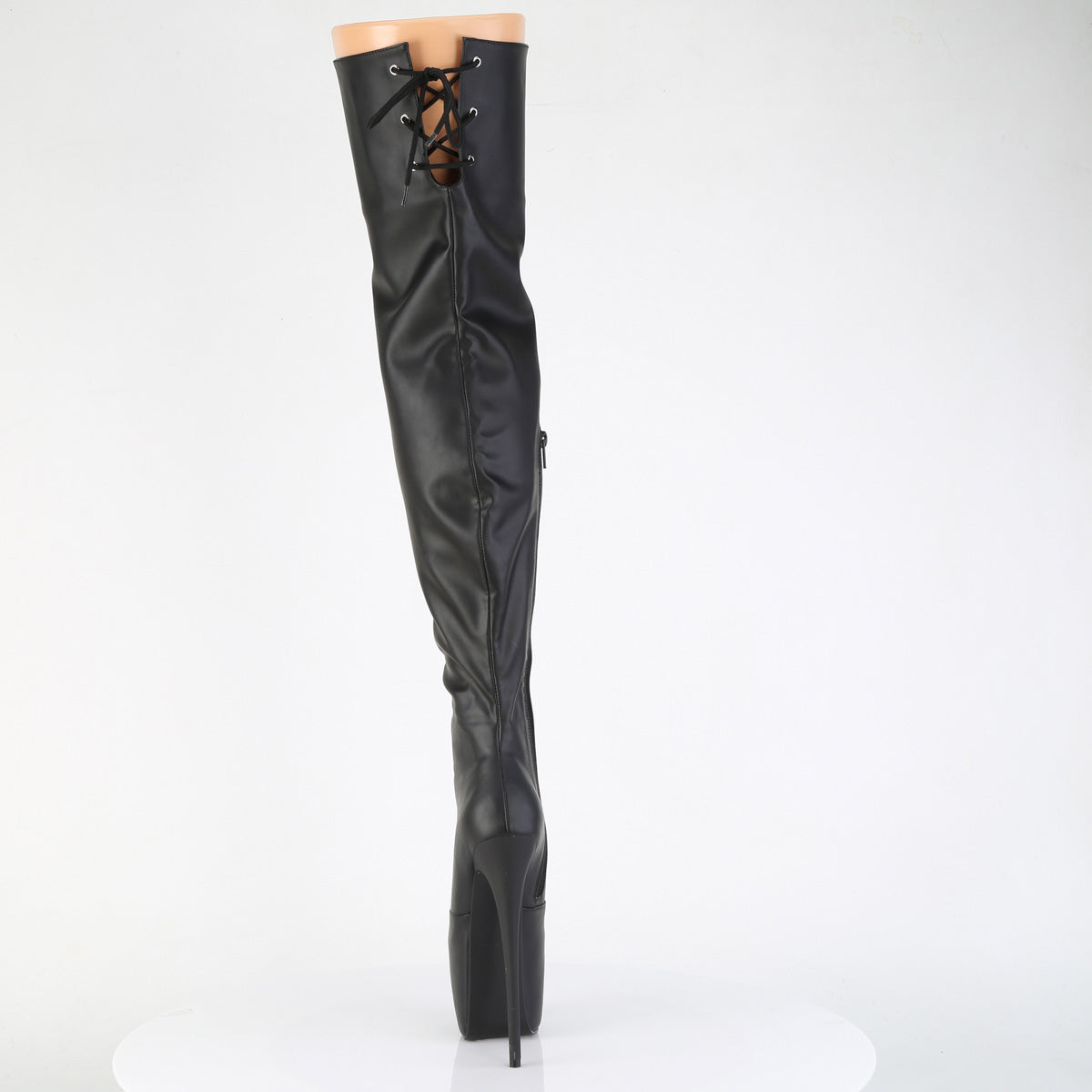 Pleaser JUBILANT-3007 Black Platform Thigh High Boots - 7 Inch Heels