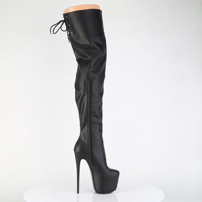 Pleaser JUBILANT-3007 Black Platform Thigh High Boots - 7 Inch Heels