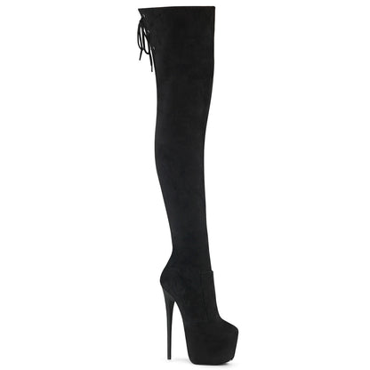 JUBILANT-3007FS Pleaser Black 7 Inch Pole Dancing Thigh Boots Blk Faux Suede