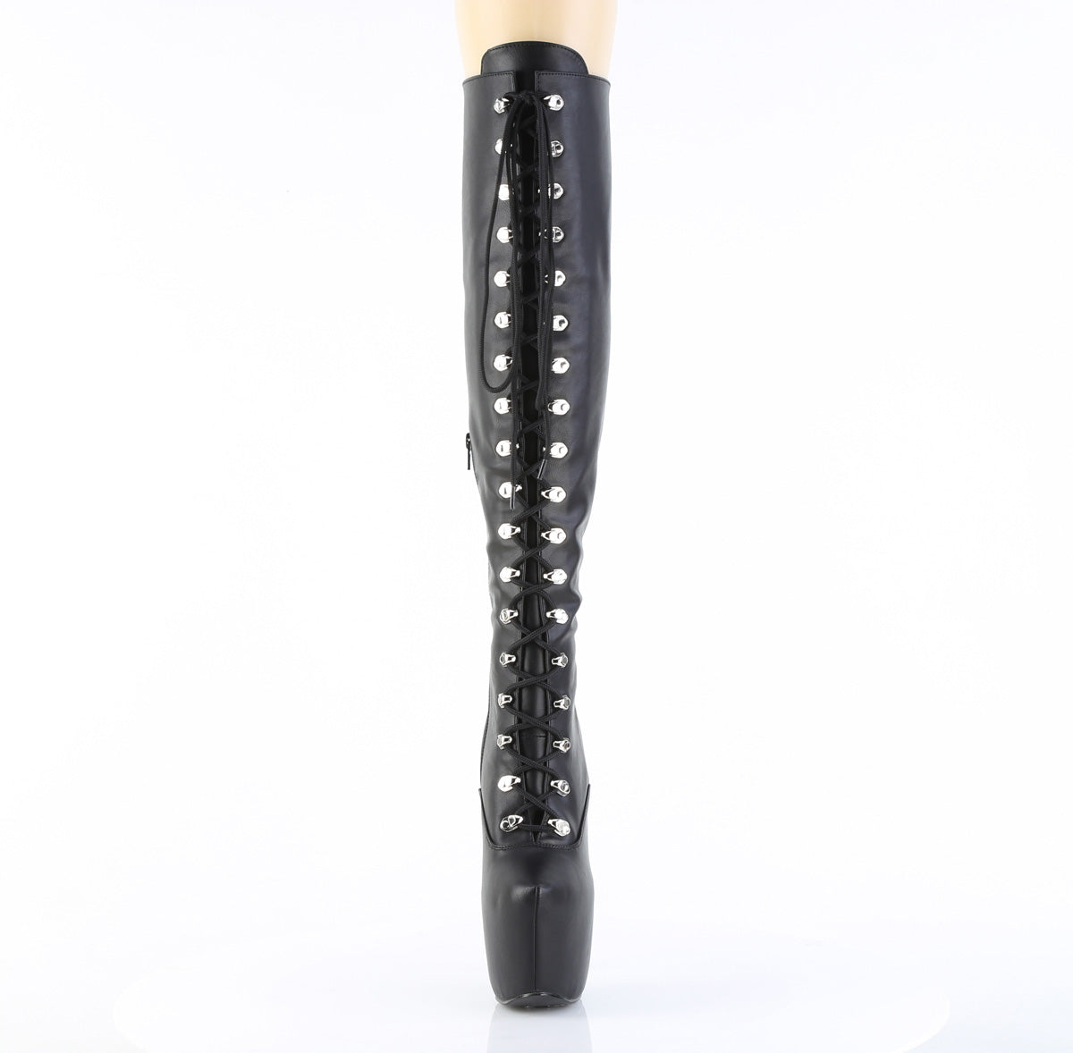 Pleaser JUBILANT-3012 Black Lace-Up Platform Over the Knee Boots - 7 Inch Heels