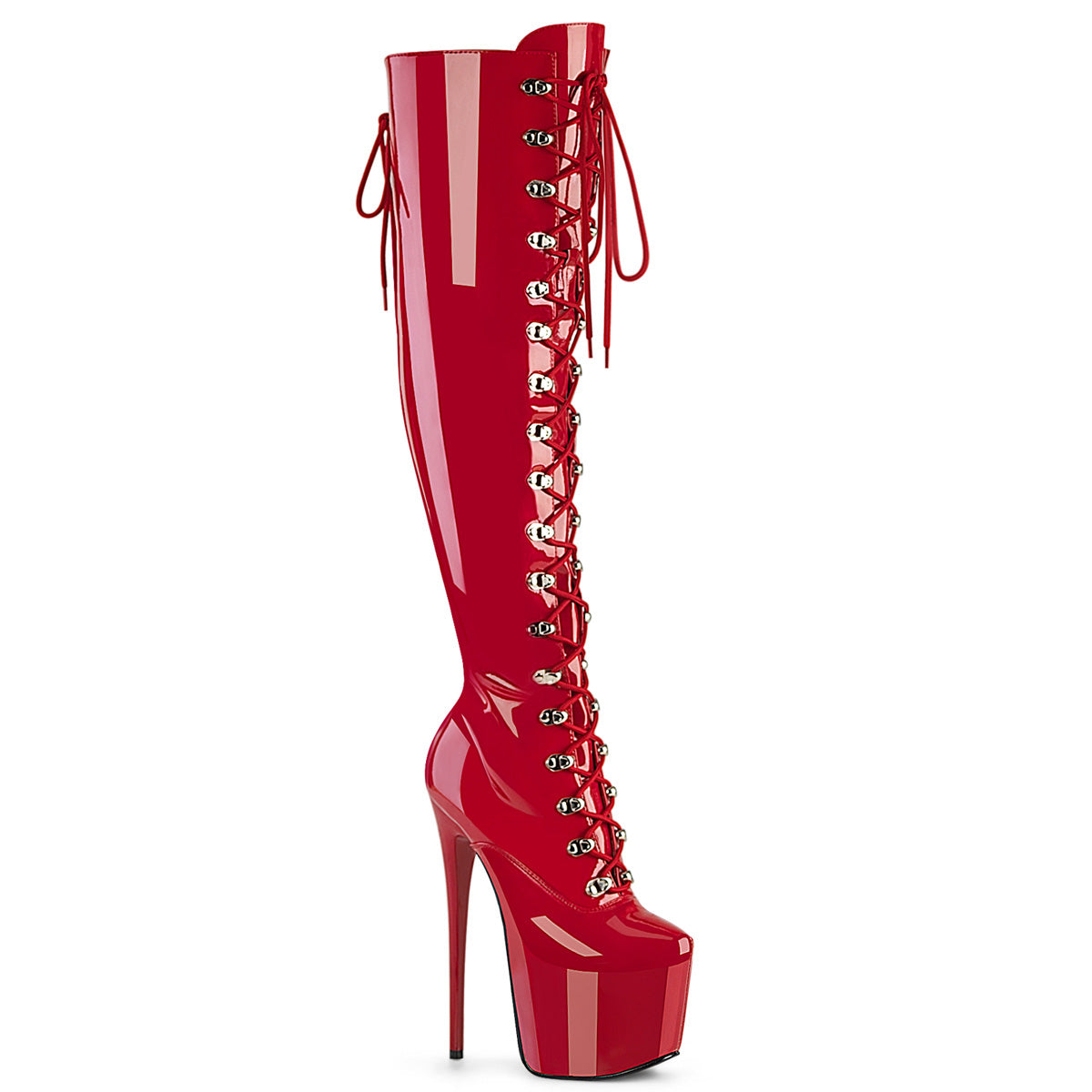 JUBILANT-3012 Pleaser Red 7 Inch Pole Dance Thigh Boots