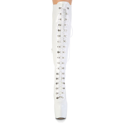 JUBILANT-3012 Pleaser White 7 Inch Strippers Thigh Boots
