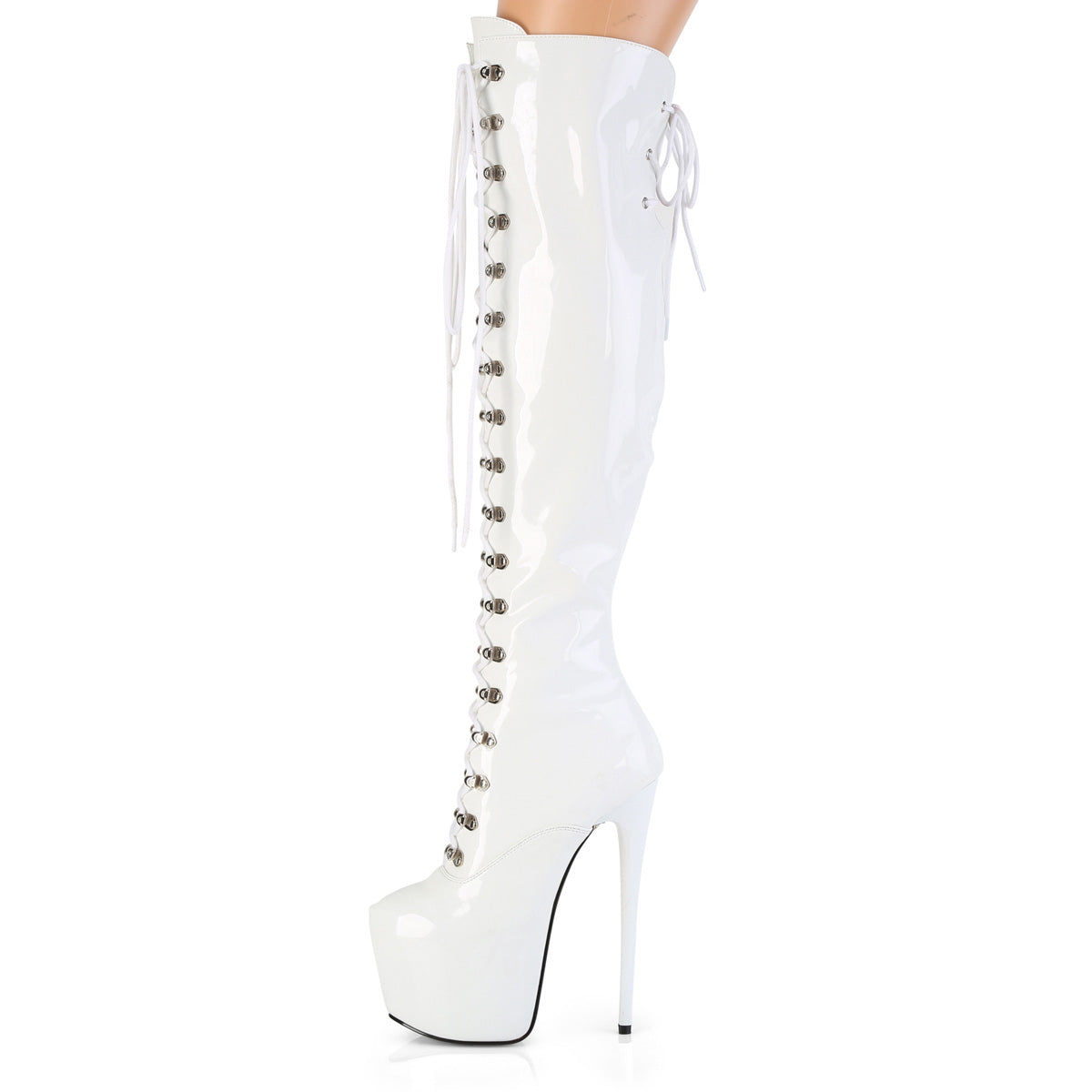 JUBILANT-3012 Pleaser White 7 Inch Strippers Thigh Boots