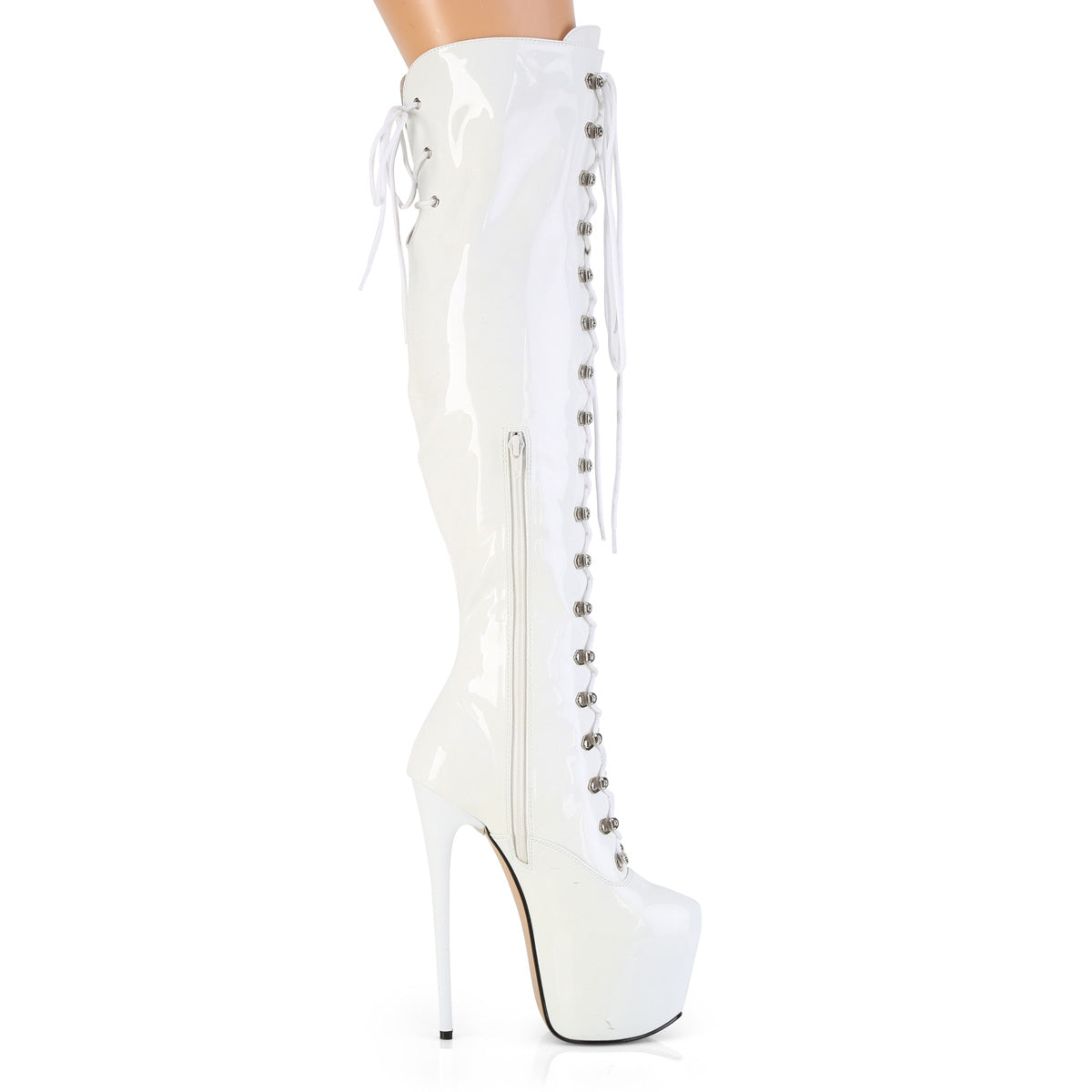 JUBILANT-3012 Pleaser White 7 Inch Strippers Thigh Boots