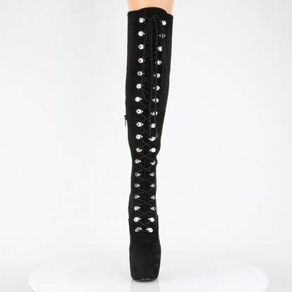 Pleaser JUBILANT-3012FS Black Lace-Up Platform Over the Knee Boots - 7 Inch Heels