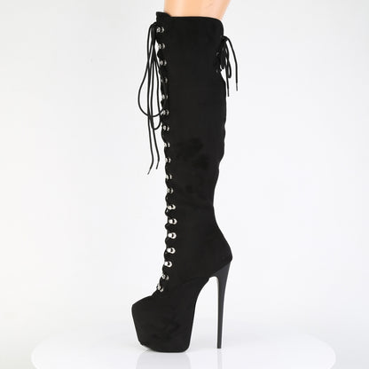 Pleaser JUBILANT-3012FS Black Lace-Up Platform Over the Knee Boots - 7 Inch Heels