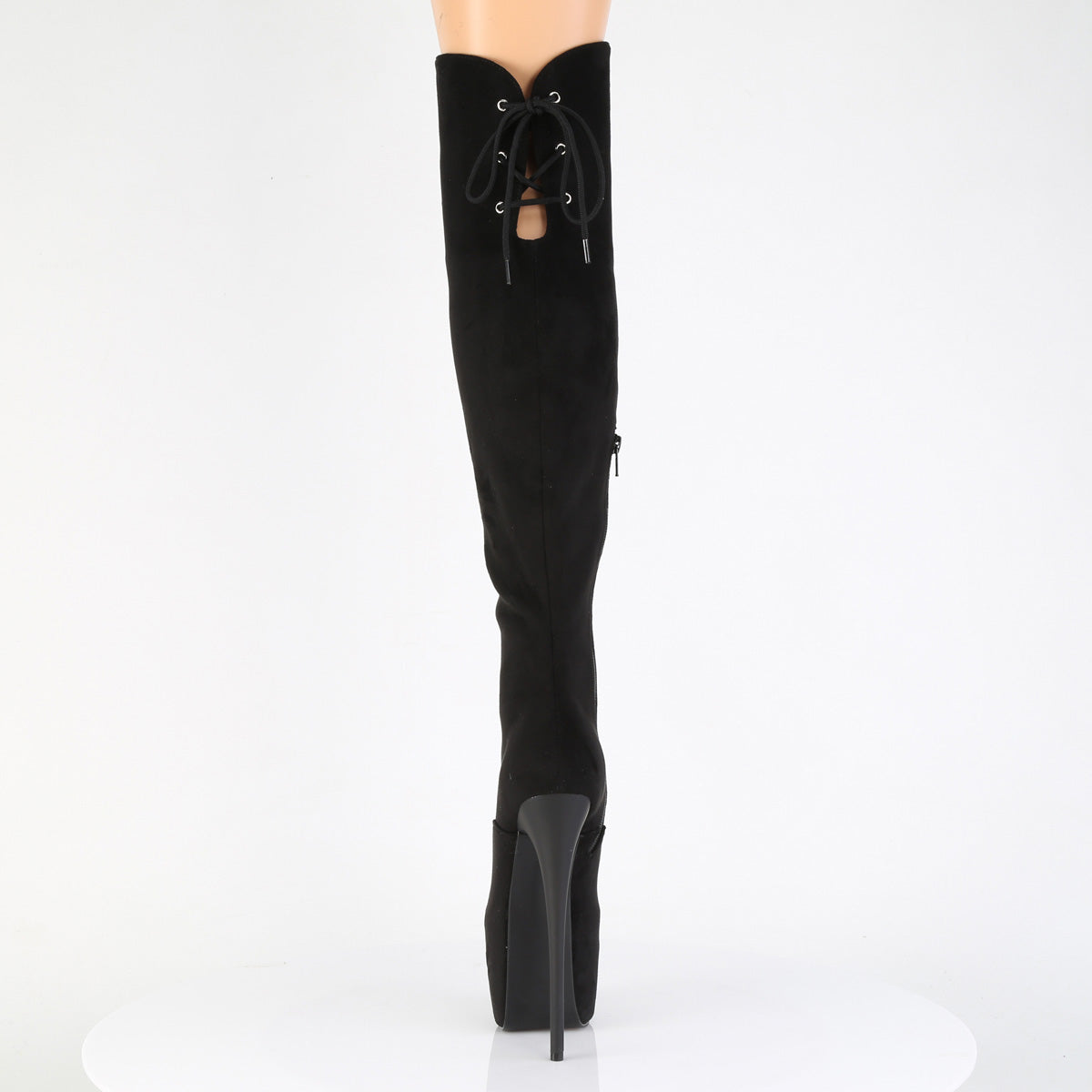 Pleaser JUBILANT-3012FS Black Lace-Up Platform Over the Knee Boots - 7 Inch Heels
