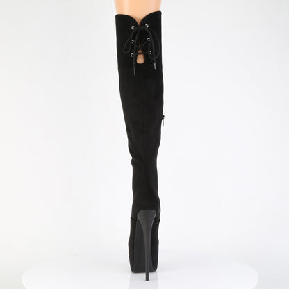 Pleaser JUBILANT-3012FS Black Lace-Up Platform Over the Knee Boots - 7 Inch Heels
