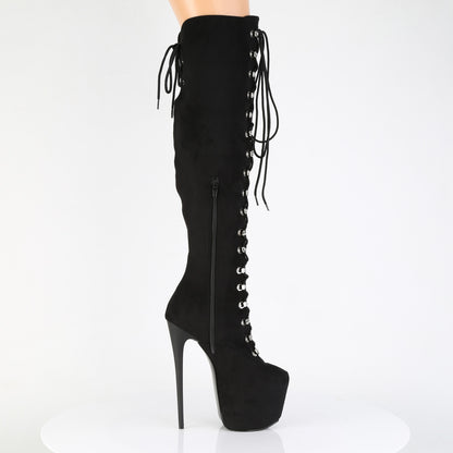 Pleaser JUBILANT-3012FS Black Lace-Up Platform Over the Knee Boots - 7 Inch Heels