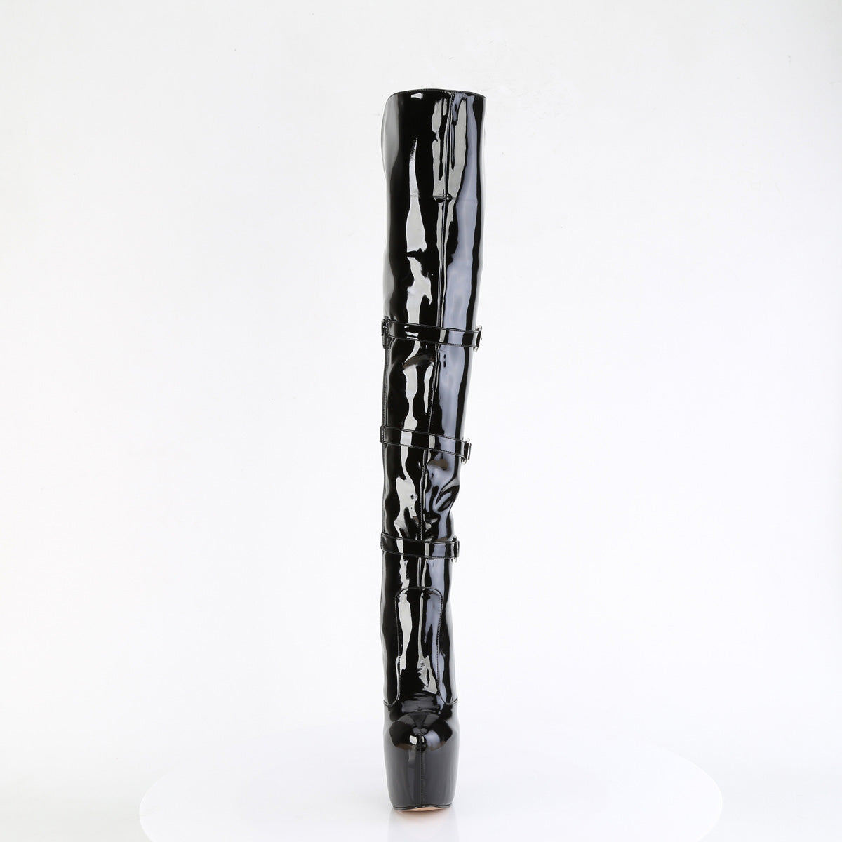JUBILANT-3018 Pleaser Black Patent 7 Inch Pole Dancing Thigh Boots