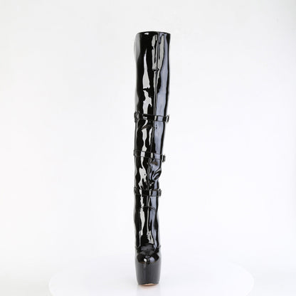 JUBILANT-3018 Pleaser Black Patent 7 Inch Pole Dancing Thigh Boots