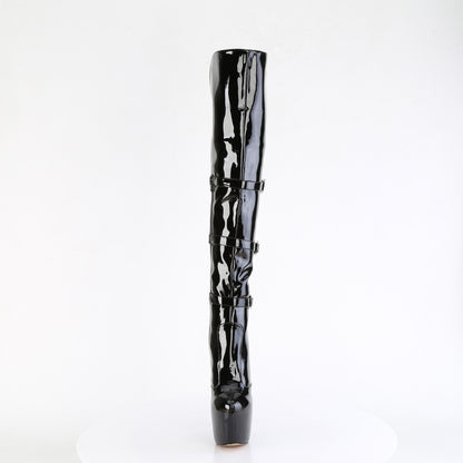 Pleaser JUBILANT-3018 Black Platform Over the Knee Boots - 7 Inch Heels