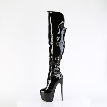 JUBILANT-3018 Pleaser Black Patent 7 Inch Pole Dancing Thigh Boots