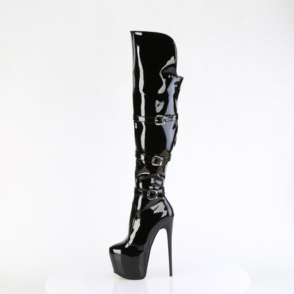 Pleaser JUBILANT-3018 Black Platform Over the Knee Boots - 7 Inch Heels