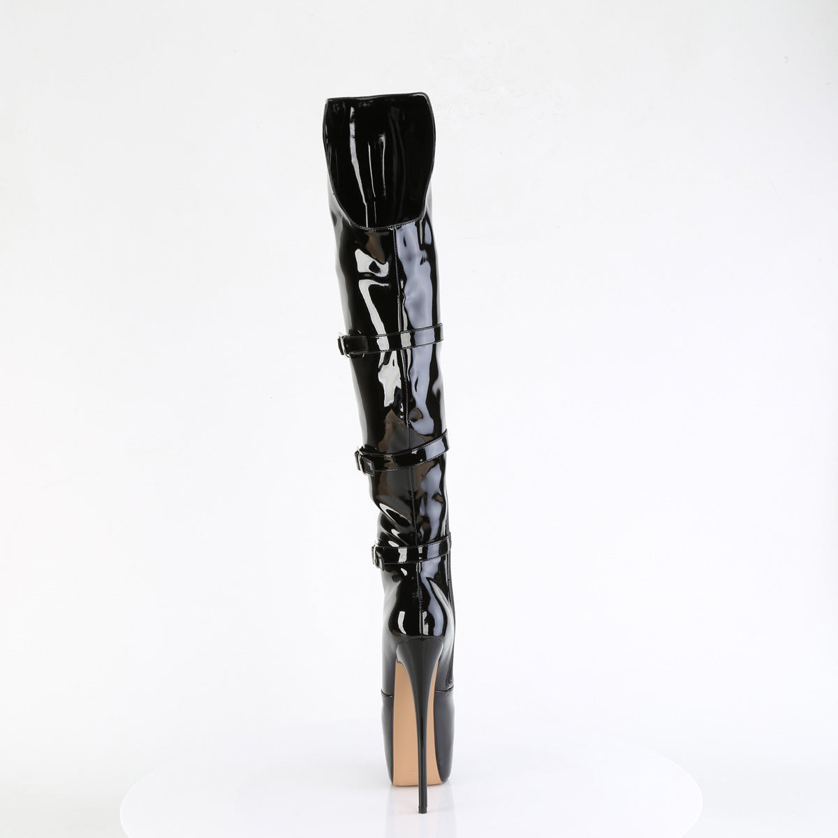 JUBILANT-3018 Pleaser Black Patent 7 Inch Pole Dancing Thigh Boots
