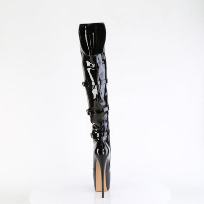JUBILANT-3018 Pleaser Black Patent 7 Inch Pole Dancing Thigh Boots