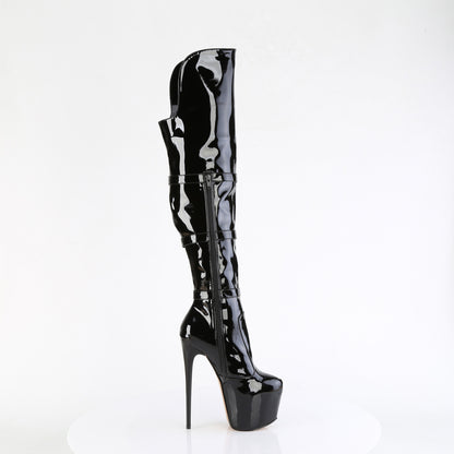 Pleaser JUBILANT-3018 Black Platform Over the Knee Boots - 7 Inch Heels