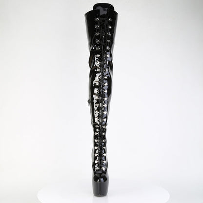 JUBILANT-4012 Pleaser Black Patent 7 Inch Exotic Dancer Crotch Boots
