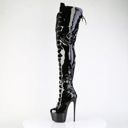 JUBILANT-4012 Pleaser Black Patent 7 Inch Exotic Dancer Crotch Boots