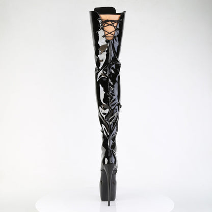 JUBILANT-4012 Pleaser Black Patent 7 Inch Exotic Dancer Crotch Boots
