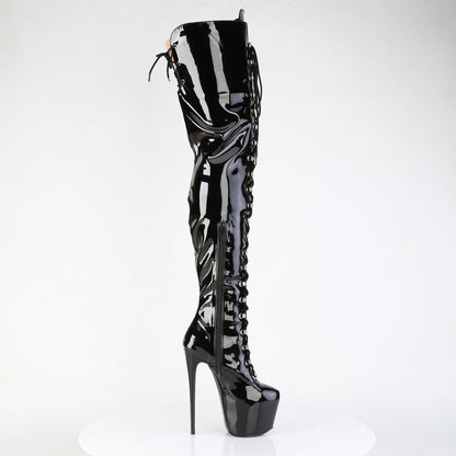 JUBILANT-4012 Pleaser Black Patent 7 Inch Exotic Dancer Crotch Boots
