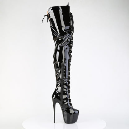Pleaser JUBILANT-4012 Black Lace-Up Platform Boots - 7 Inch Heels