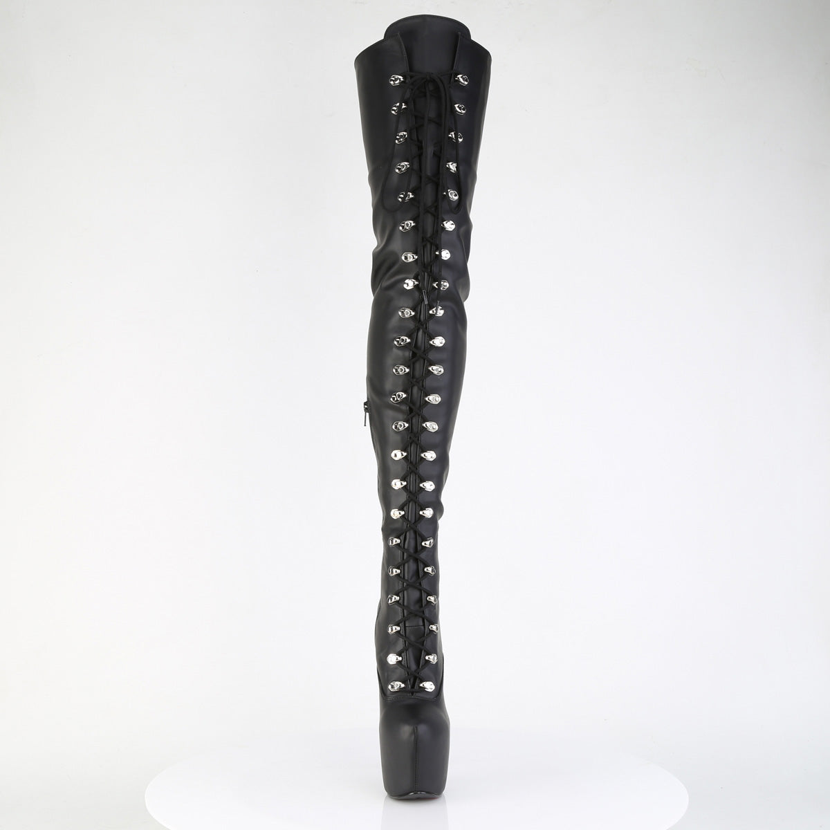 Pleaser JUBILANT-4012 Black Lace-Up Platform Boots - 7 Inch Heels