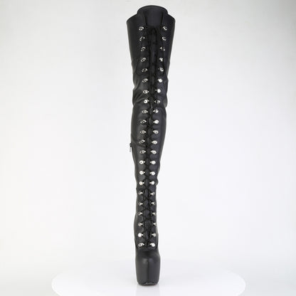 Pleaser JUBILANT-4012 Black Lace-Up Platform Boots - 7 Inch Heels