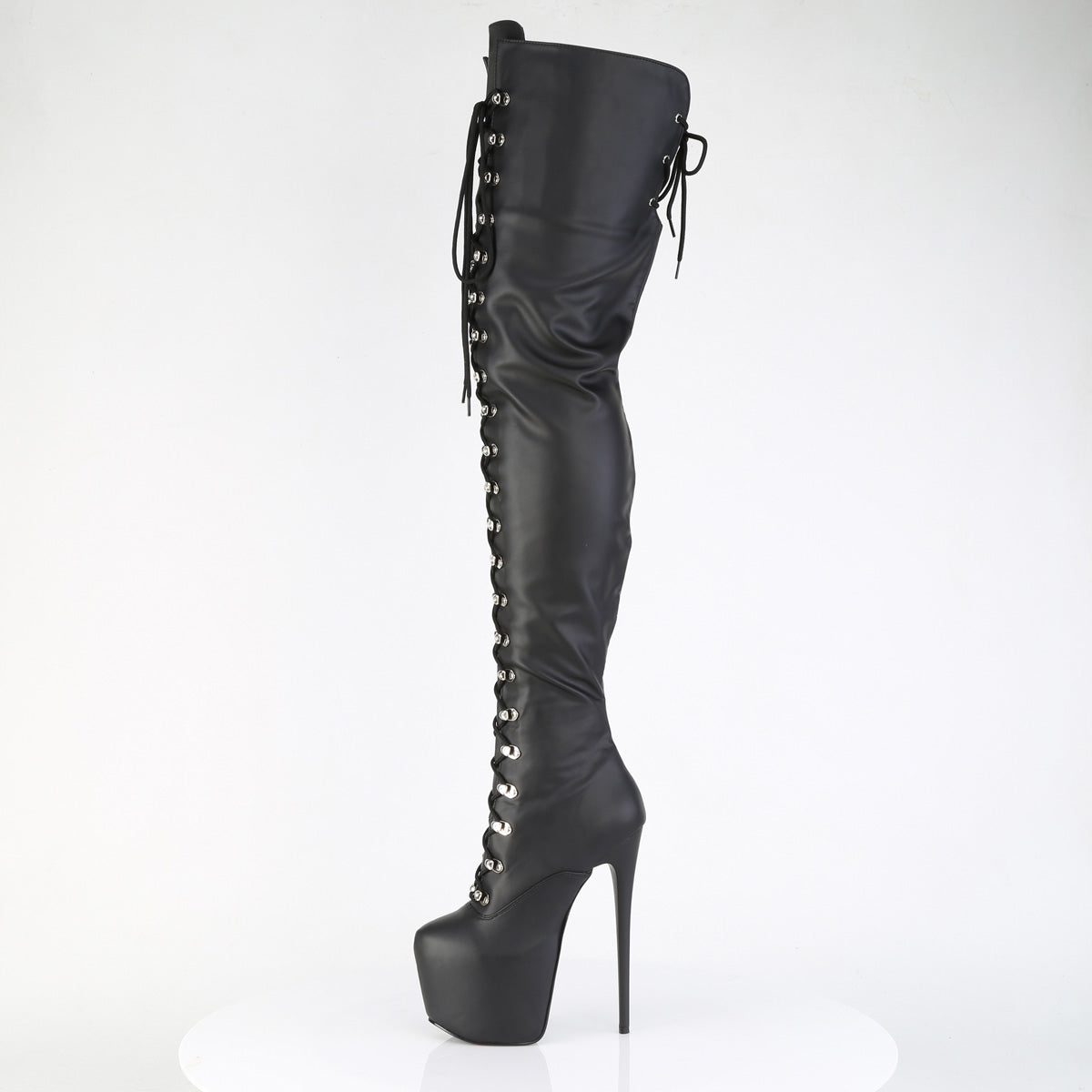 Pleaser JUBILANT-4012 Black Lace-Up Platform Boots - 7 Inch Heels
