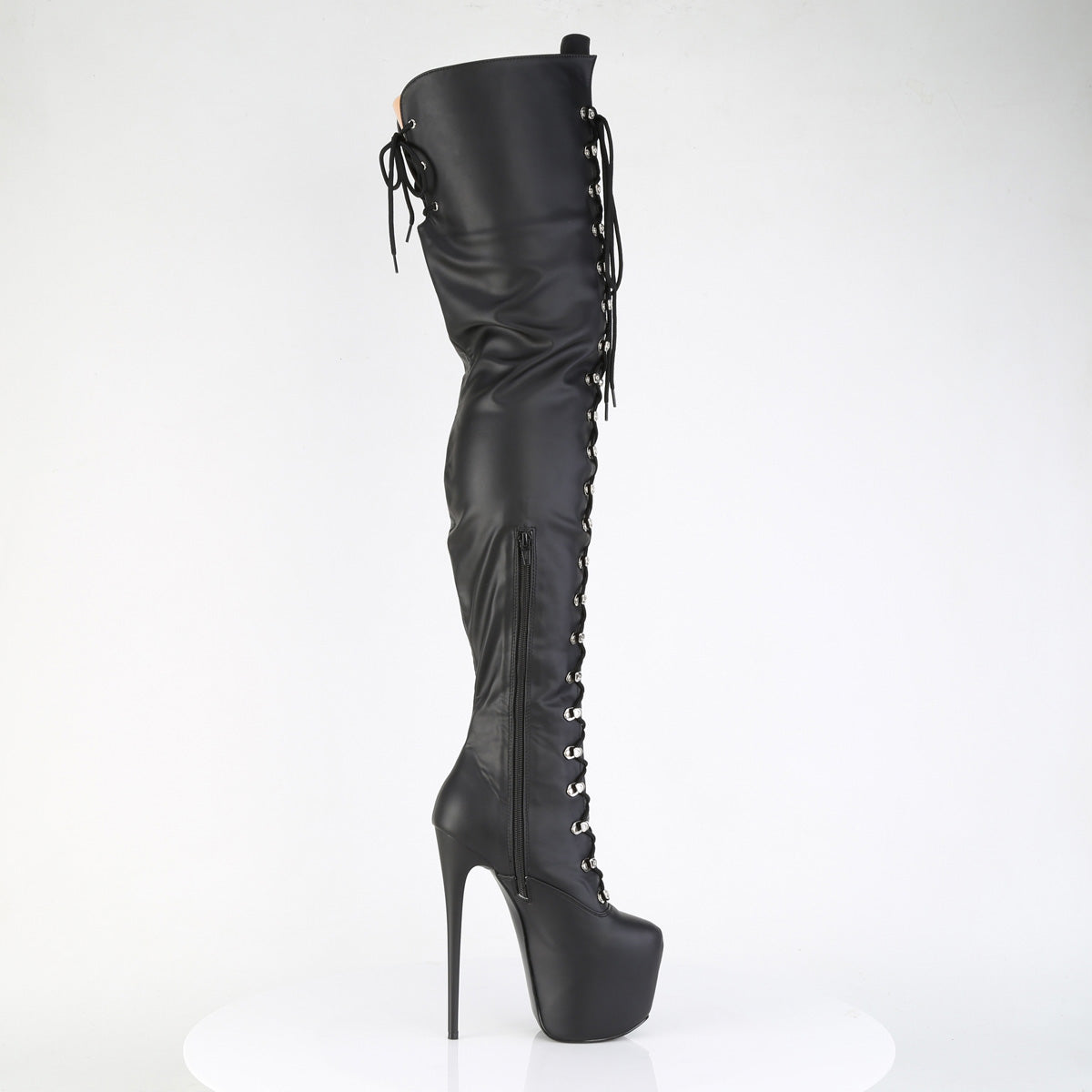 Pleaser JUBILANT-4012 Black Lace-Up Platform Boots - 7 Inch Heels