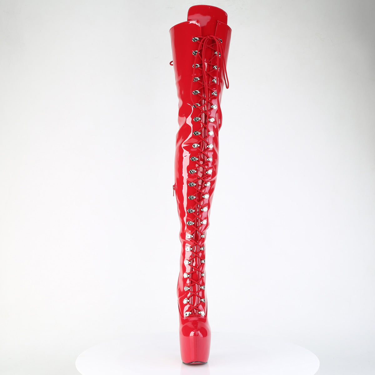 JUBILANT-4012 Pleaser Red 7 Inch Fetish Style Crotch Length Boots