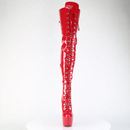 JUBILANT-4012 Pleaser Red 7 Inch Fetish Style Crotch Length Boots