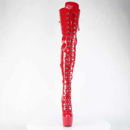 Pleaser JUBILANT-4012 Red Lace-Up Platform Boots - 7 Inch Heels