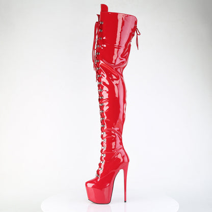 JUBILANT-4012 Pleaser Red 7 Inch Fetish Style Crotch Length Boots