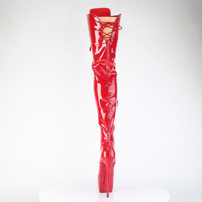 JUBILANT-4012 Pleaser Red 7 Inch Fetish Style Crotch Length Boots